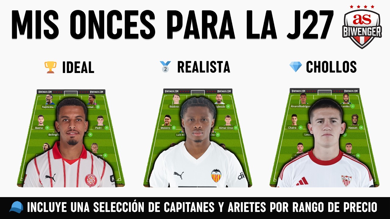 🏆 Jornada 27: Once Ideal, Realista y de Chollos + Picks de Capit&aacute;n y Ariete | Biwenger 25/26