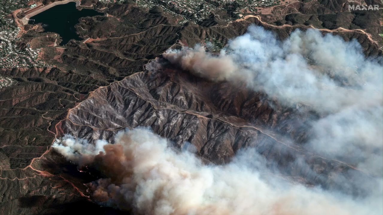 Satellite Imagery Shows Palisades Fire Burning in Mandeville Canyon