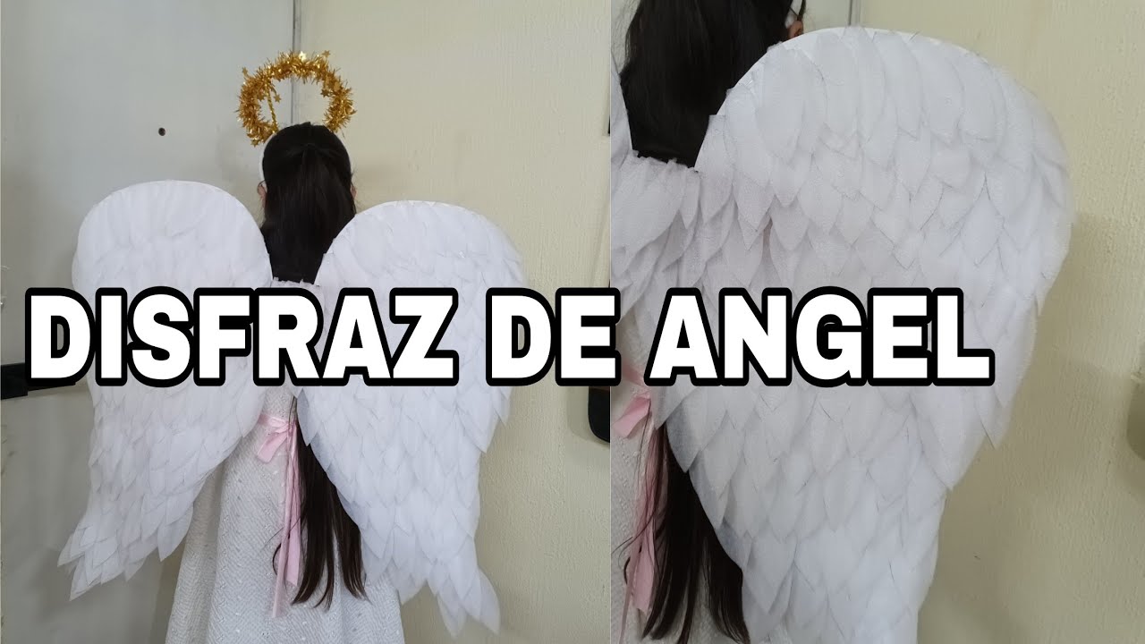 ALAS de ANGEL, DISFRAZ DE ANGEL ALAS DE ANGEL Y AUREOLA MUY FÁCIL DE HACER 