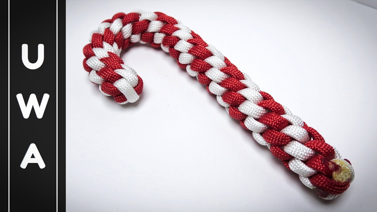 How to make a Paracord Candy Cane Christmas Ornament 2016 (Round Crown Sinnet) [UWA ORIGINAL]