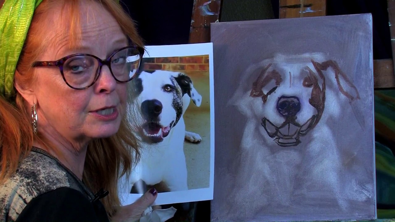 Art Instruction Painting a White Dog