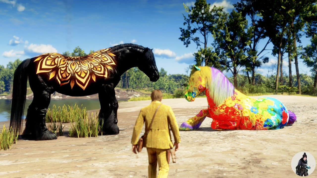 Arthur Morgan Discovers Stunning Ginormous Horses on a Secret Island