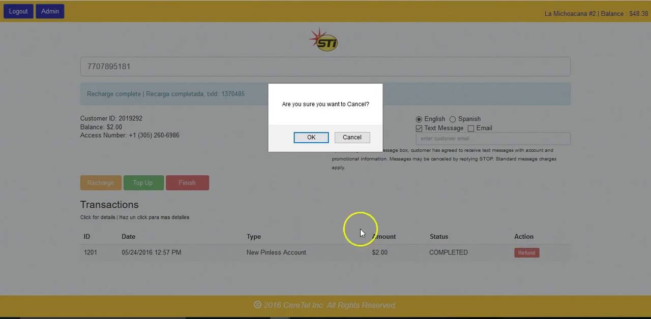 How to do and cancel a pinless LD transaction