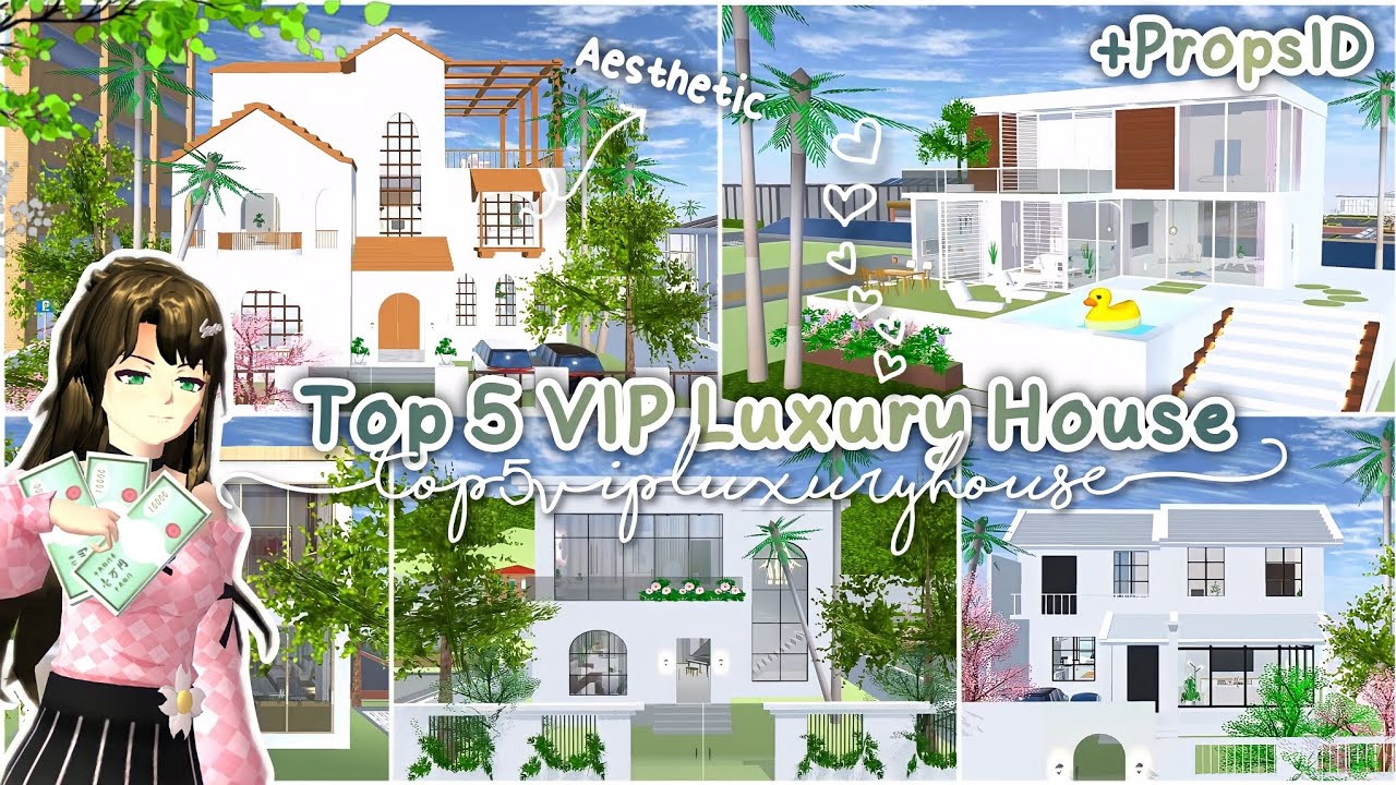Top 5 VIP Luxury House Aesthetic + PropsID✨🌼 : Sakura School Simulator