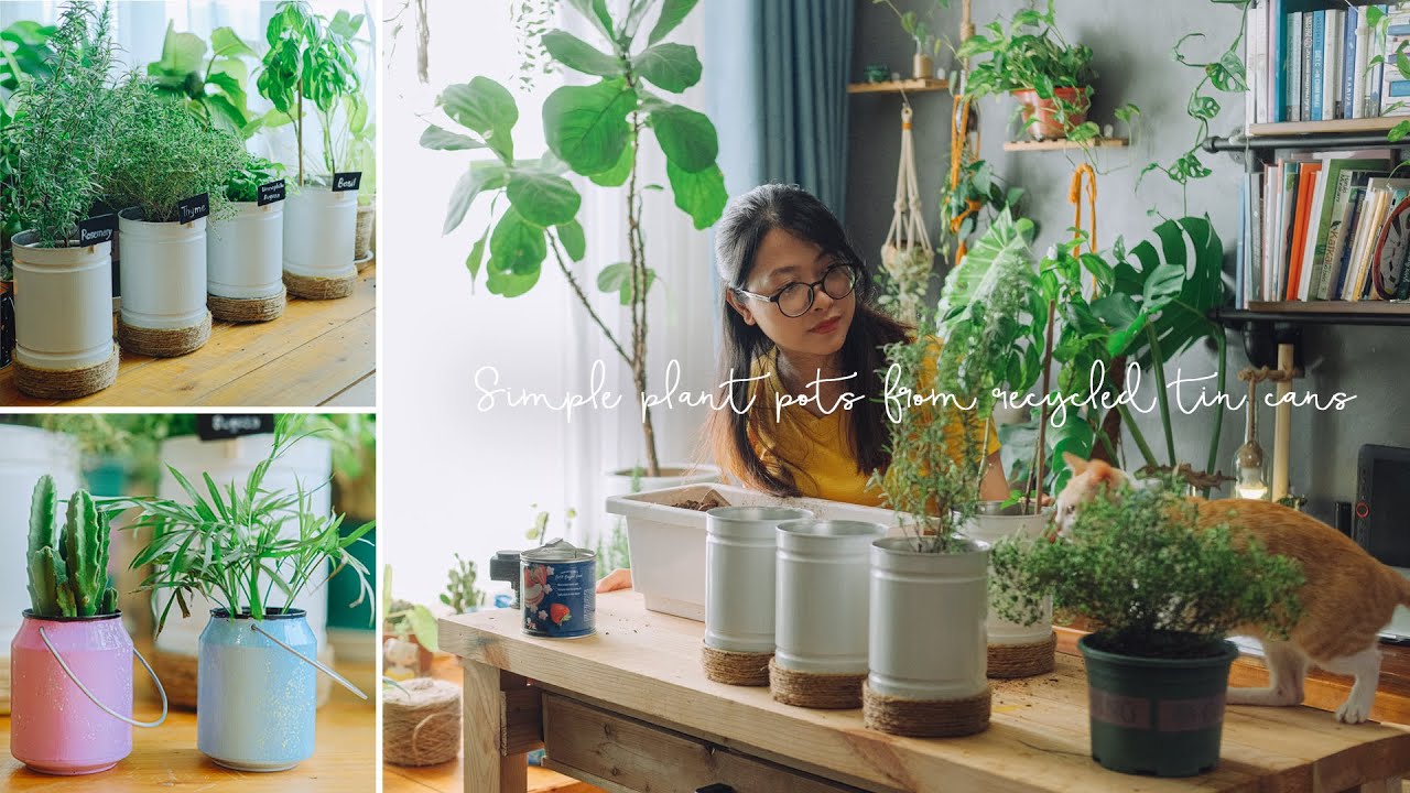 Sub) Simple Plant Pots made of Recycled Tin Cans | Create your Herb Garden with Upcycled Tin Cans