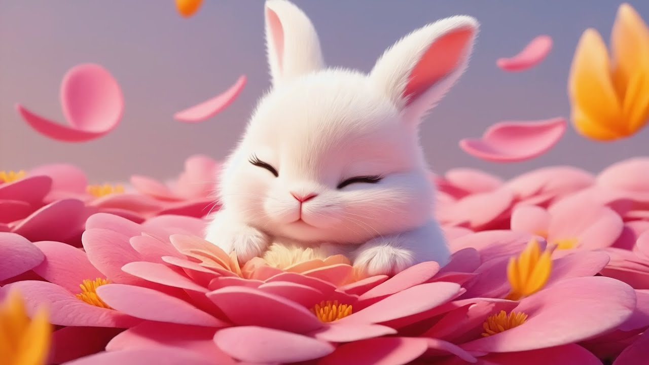Adorable Bunny Lullaby in Dreamy Flowers 🌸🐰 | Soft Sleep Music for Babies & Toddlers 💤🌙