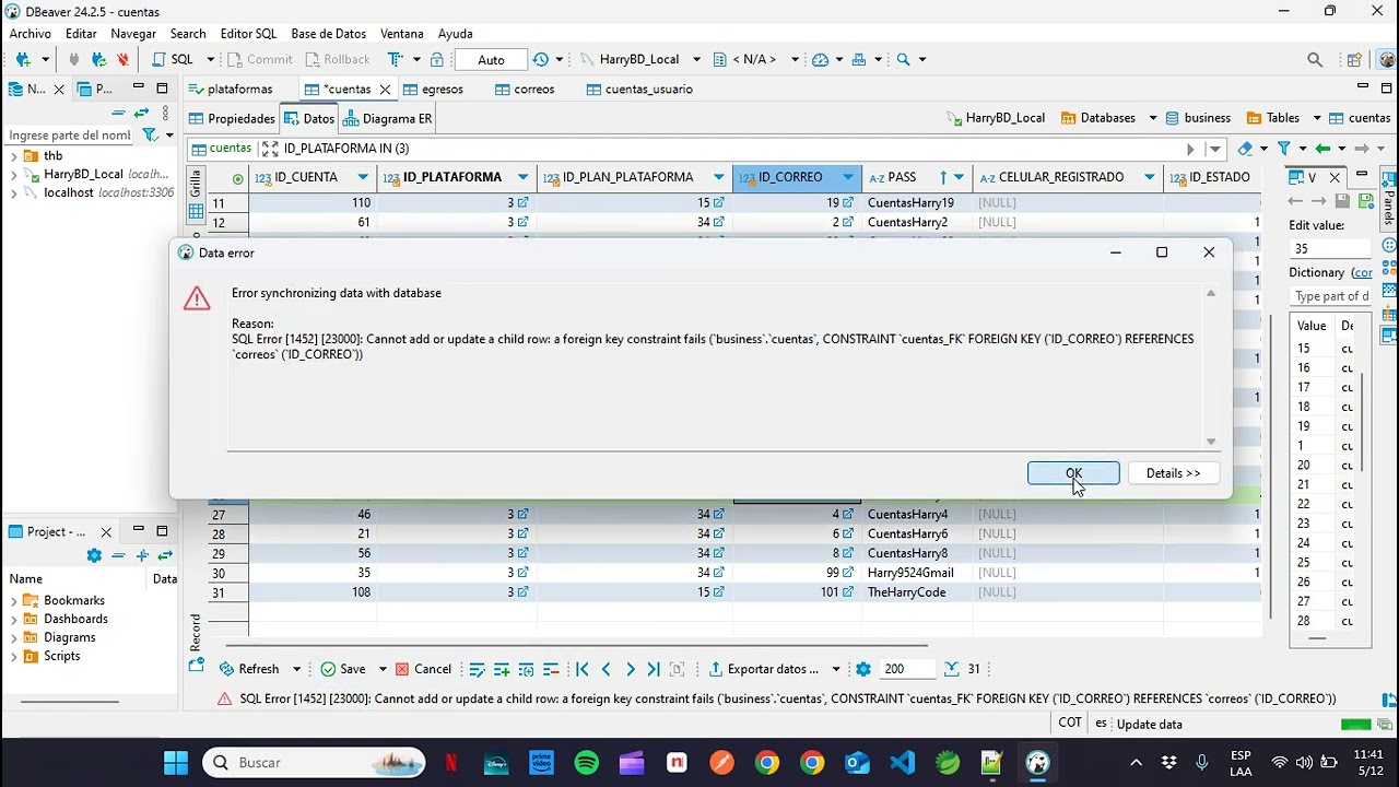 Solución (FIX): SQL Error [1452] [23000]: Cannot add or update a child row: a foreign key constra...