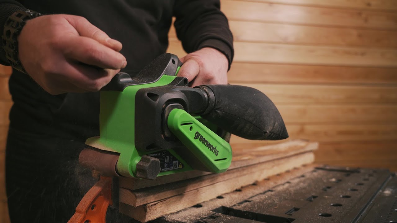 Тест аккумуляторной ленточной шлифмашины Greenworks G24BS