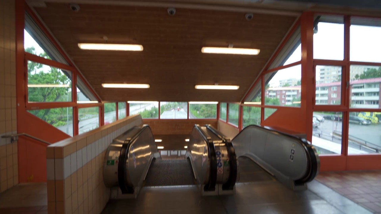 Sweden, Stockholm, train ride from Skogås to Trångsund, 6X elevator ride , 4X escalator ride