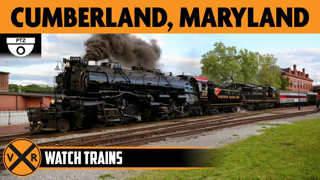 Cumberland, Maryland, USA | LIVE Train Camera (PTZ — Downtown) Feat. Western Maryland Scenic 1309!