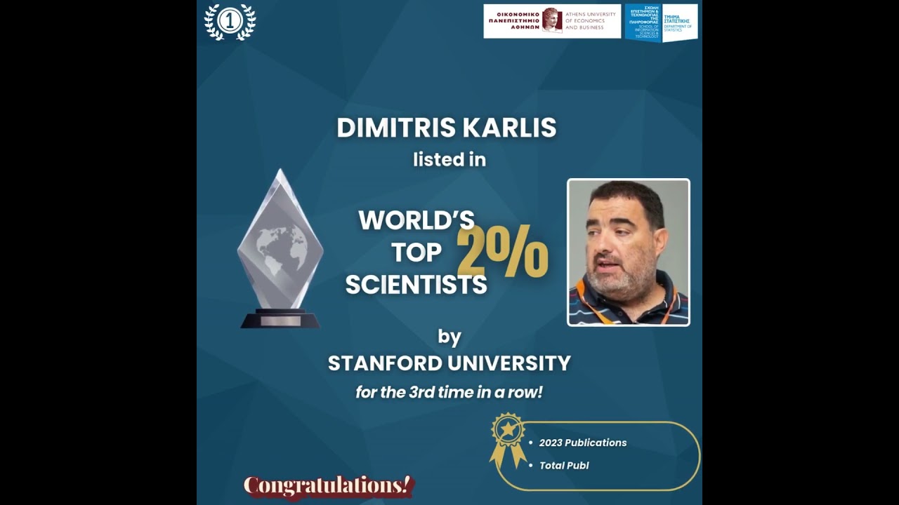 AUEB-Stats Professor Dimitris Karlis Listed in World's Top 2% Scientists by Stanford Univesity