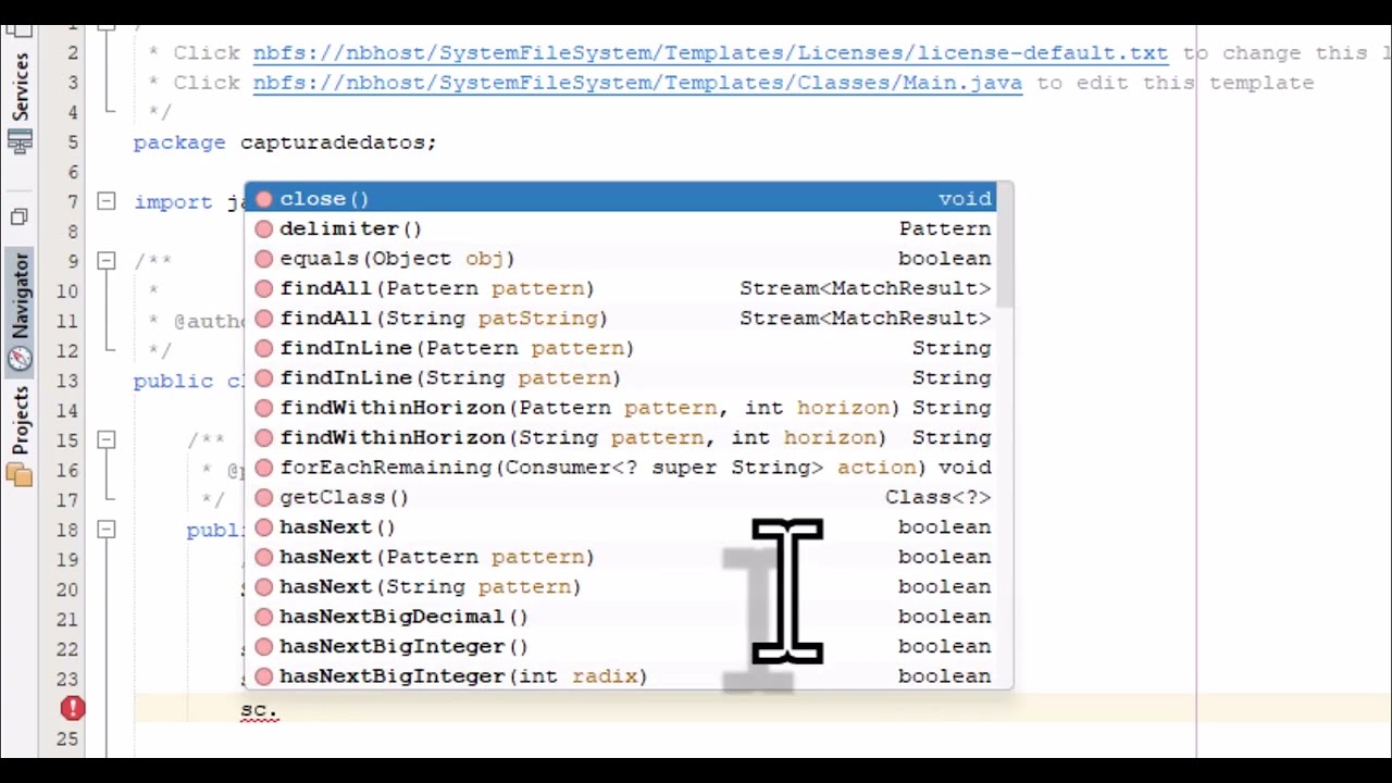 Captura de datos por consola con SCANNER en Java Netbeans