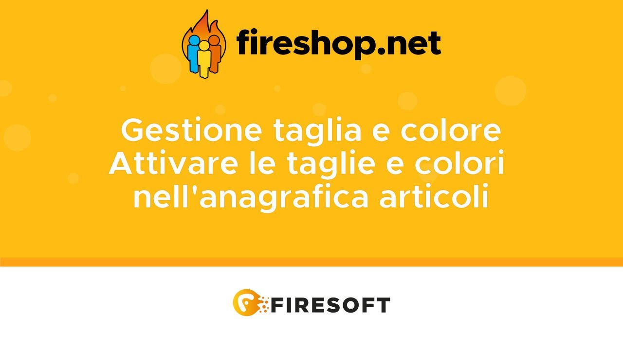 FireShop.Net - Taglia e colore - Gestire le taglie e i colori nell'Anagrafica Articoli