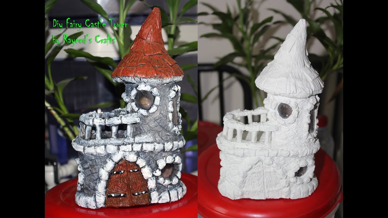 Diy Fariy House (Castle) making with home made paper clay and tissue paper roll
