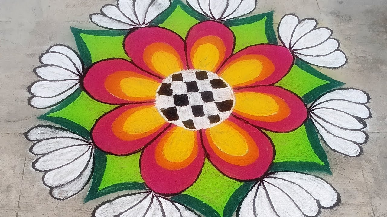 #pongal kolam #rangoli #trending #viral #flower Rangoli 
