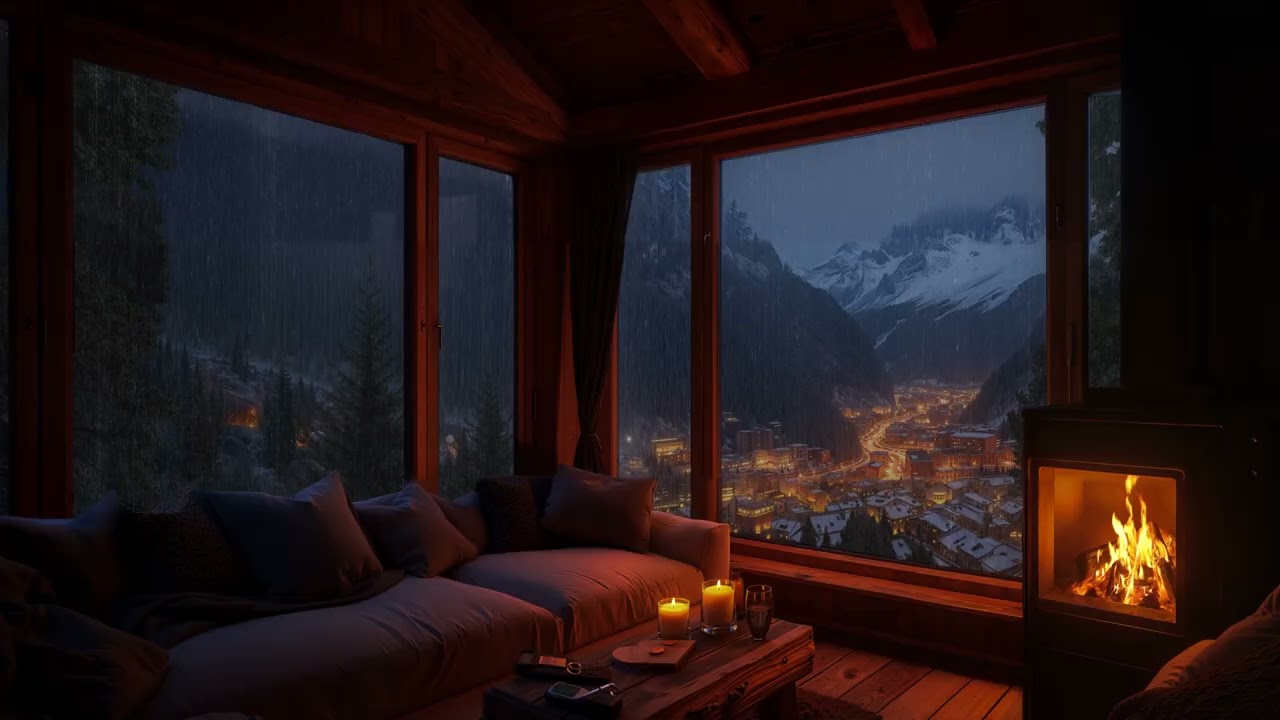Fireplace & Rain Sounds 🔥 Deep Sleep, Stress Relief & Relaxing Night Ambience for Insomnia