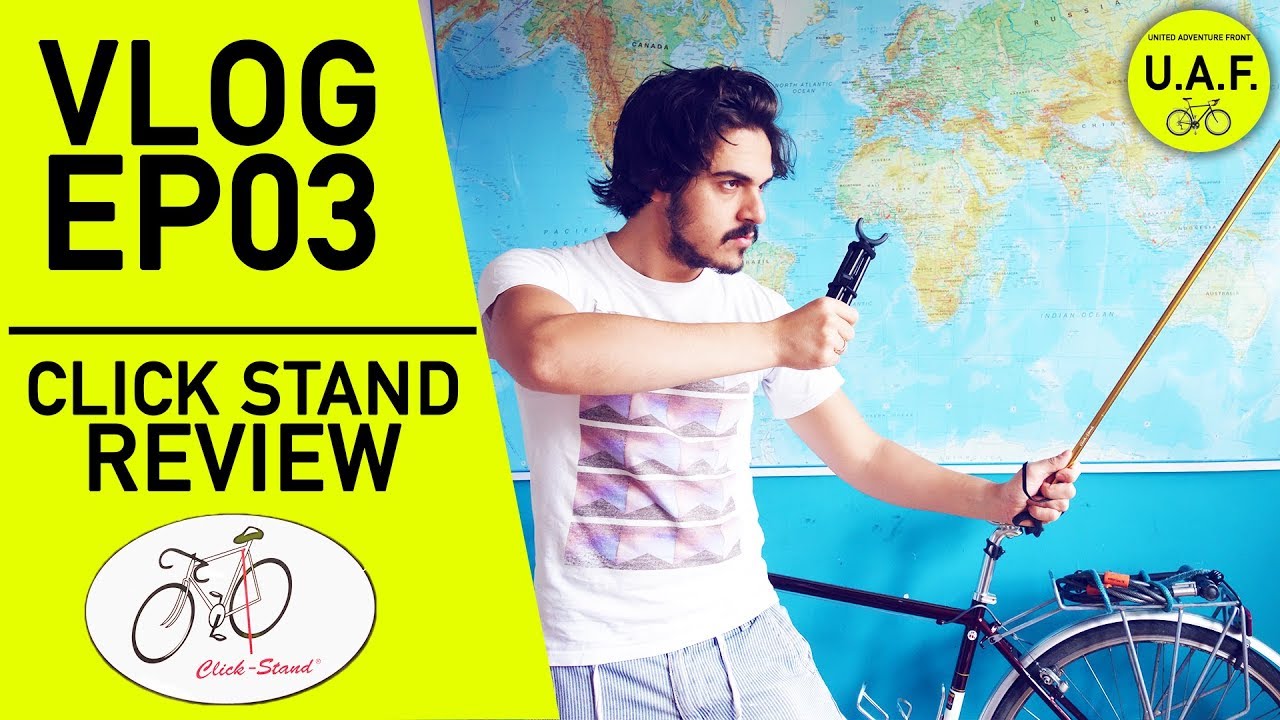Testing the Click-Stand with a fully loaded touring bicycle | Kickstand alternative review