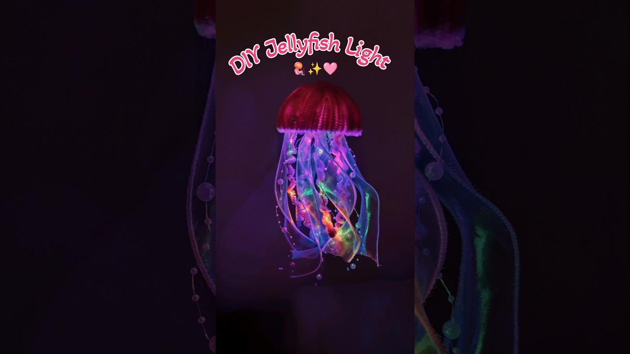 DIY Jellyfish Light ✨🪼#diy #craft #creative #shortvideo #shorts #roomdecor #diycrafts #crafting