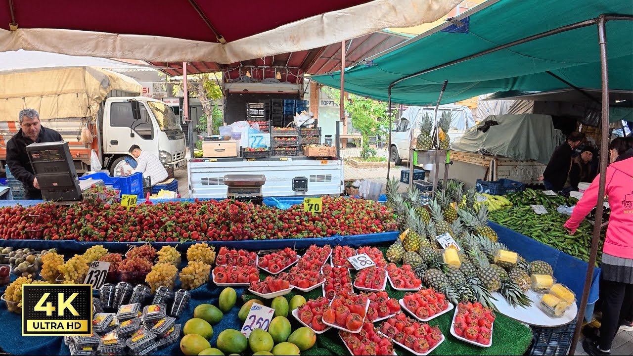 Alanya Mahmutlar Tuesday Market | Antalya Turkey | [4K HD]
