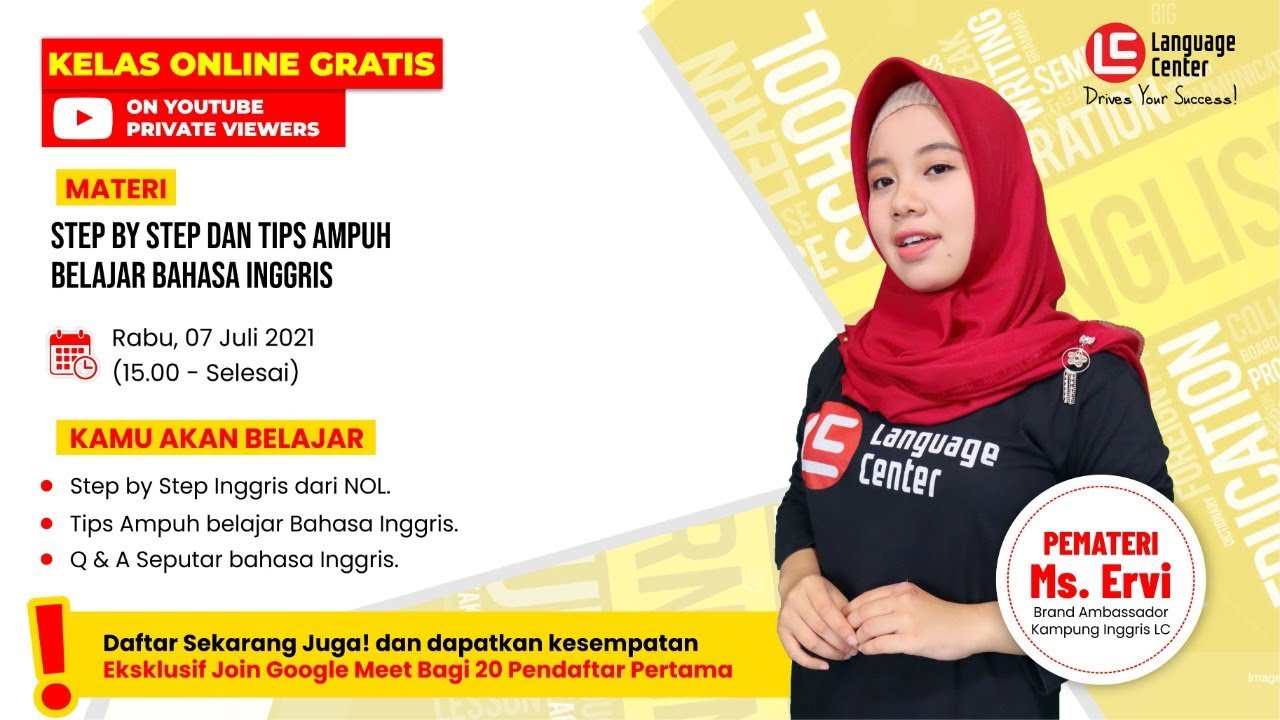 Kelas Online GRATIS Bareng Miss Ervi dari Kampung Inggris LC