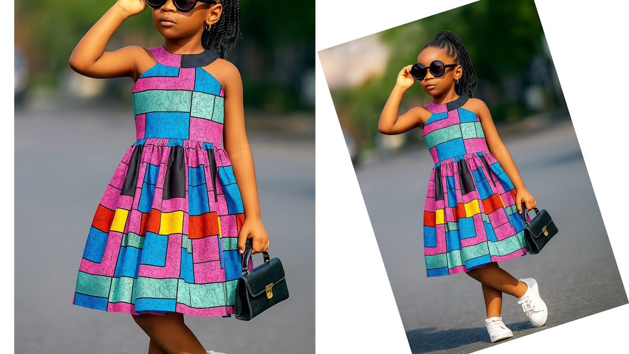 How to cut and sew Halter neck dress for kids, children #halterneck #babyfrock 