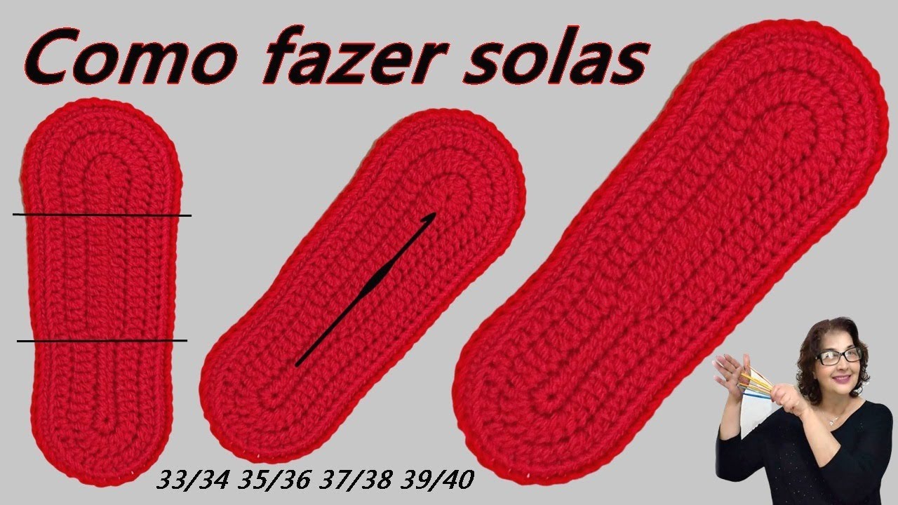 Como fazer  - sola  - adulto - meia  - pantufa  - sapato  -  crochê   - passo a passo