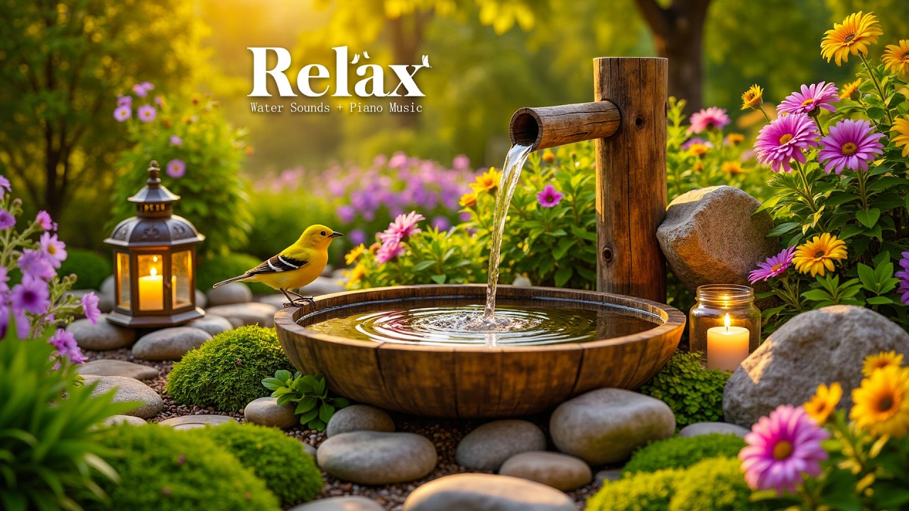 Relaxing Spa Piano + Flowing Water Sounds 🌿 Relieves Stress, Calm Anxiety & Depression, Deep Sleep