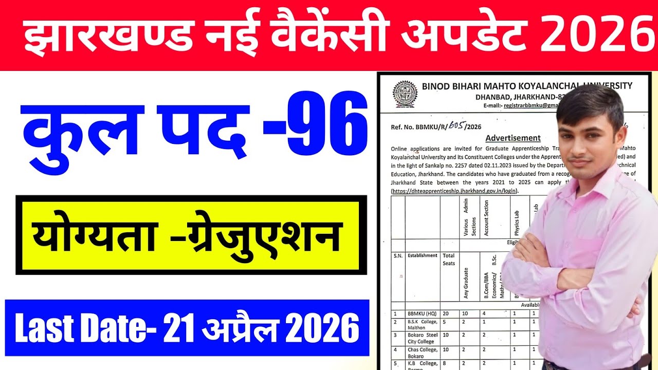 #jharkhand new vacancy 2026 #jharkhand  graduation vacancy #bbmku graduate apprenticeship vacancy 