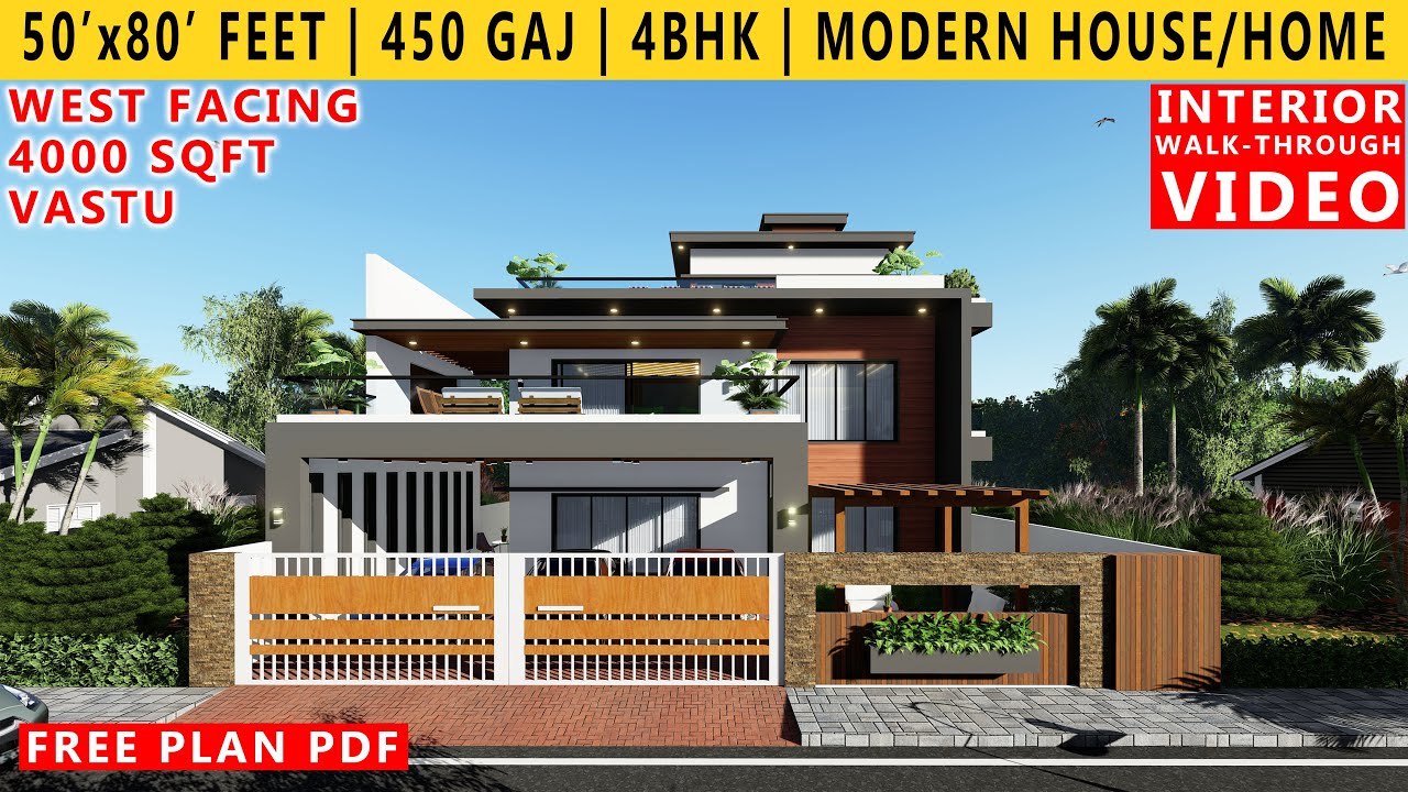 50' x 80' FEET HOUSE DESIGN | 4BHK BUNGALOW  | 450 GAJ | 4000 SQUARE FEET HOUSE PLAN | DUPLEX DESIGN
