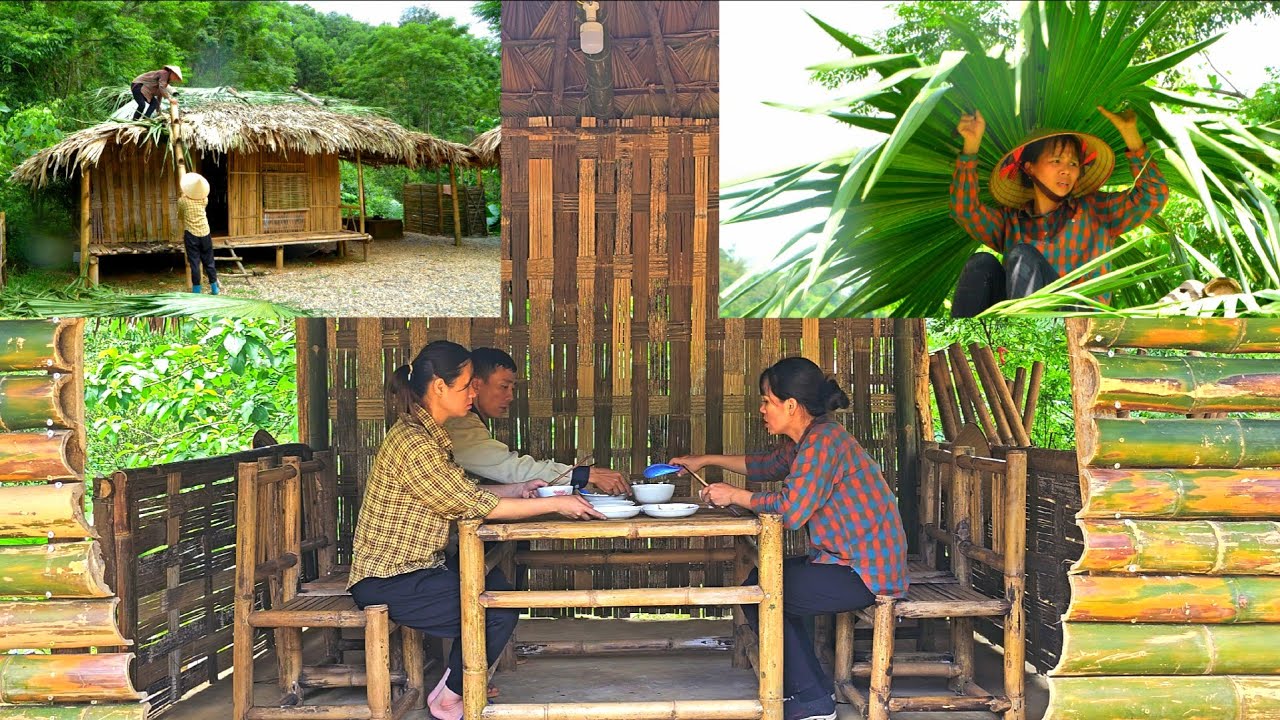 Helping Thao fix her roof – Loi brought meat and we had a great meal: They’re getting closer