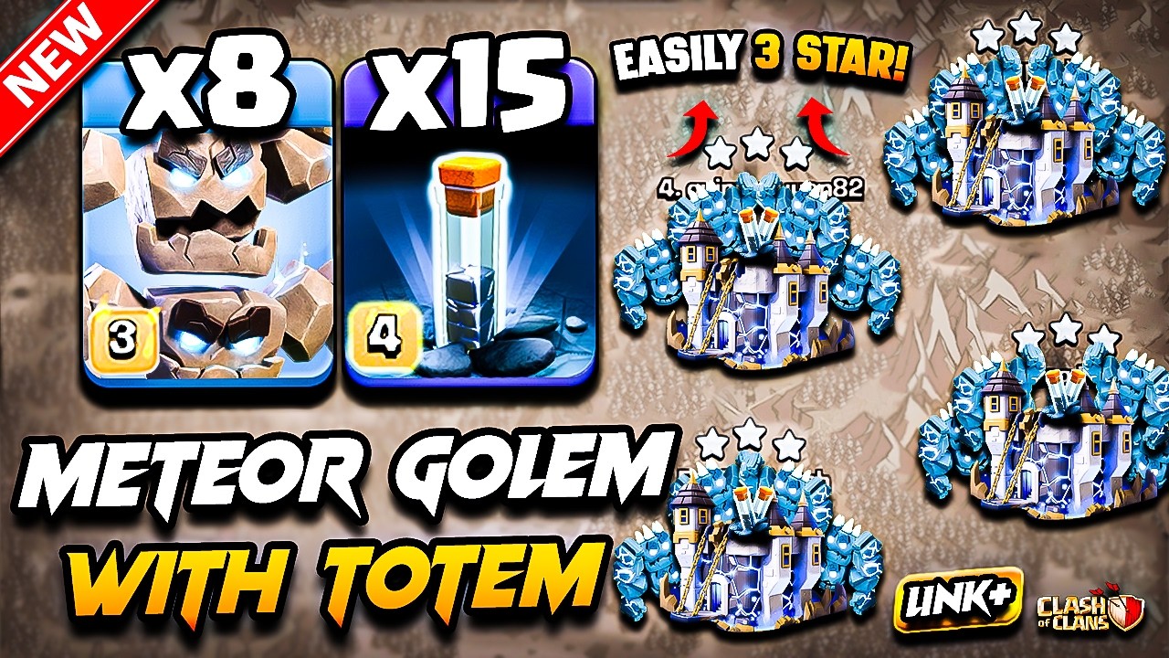 TH18 METEOR GOLEM Attack With TOTEM 2026 | Best TH18 Attack Strategy With METEOR GOLEM Town Hall 18