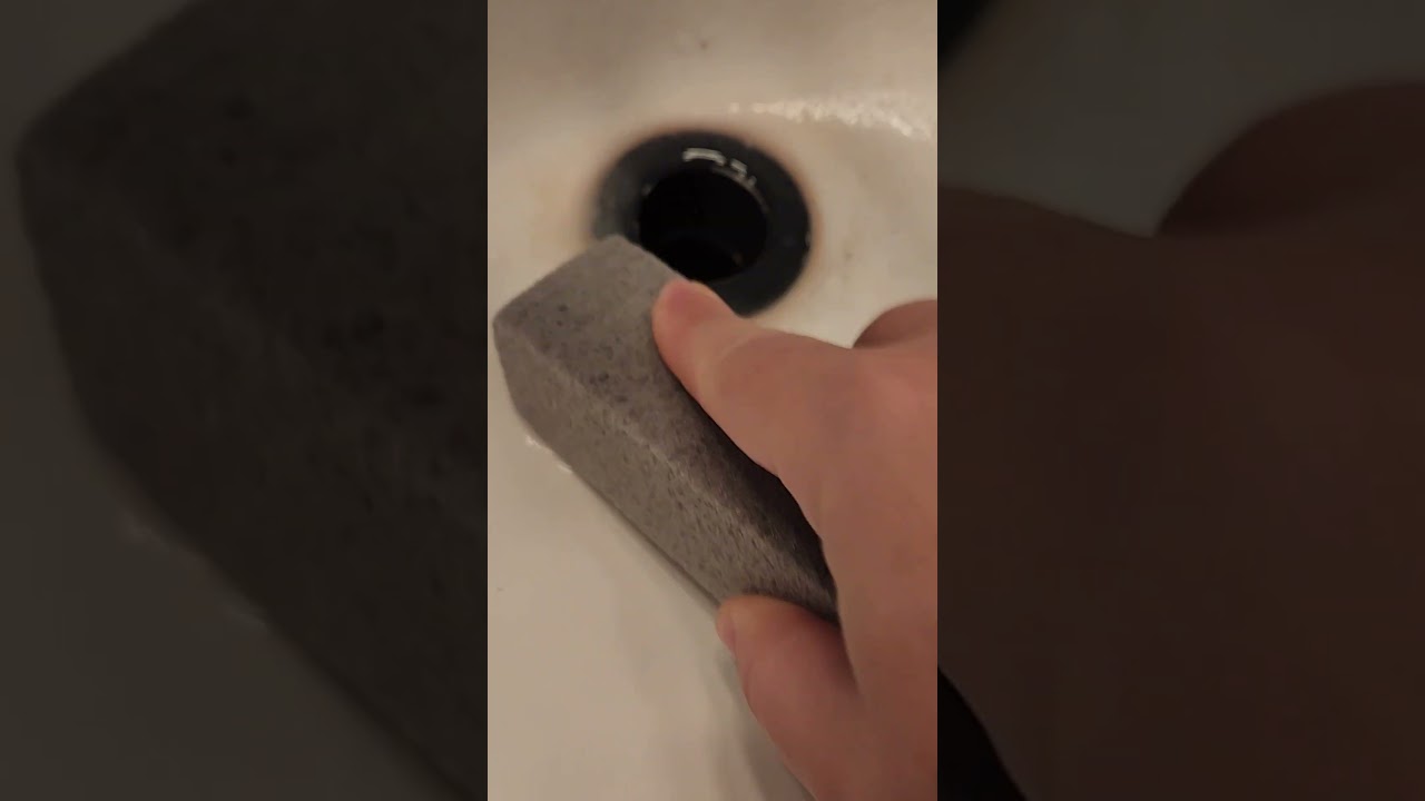 Hard Water Stains Removed With Pumice Stone #clean #pumicestone #cleaning #sink #bathroom #sparkle