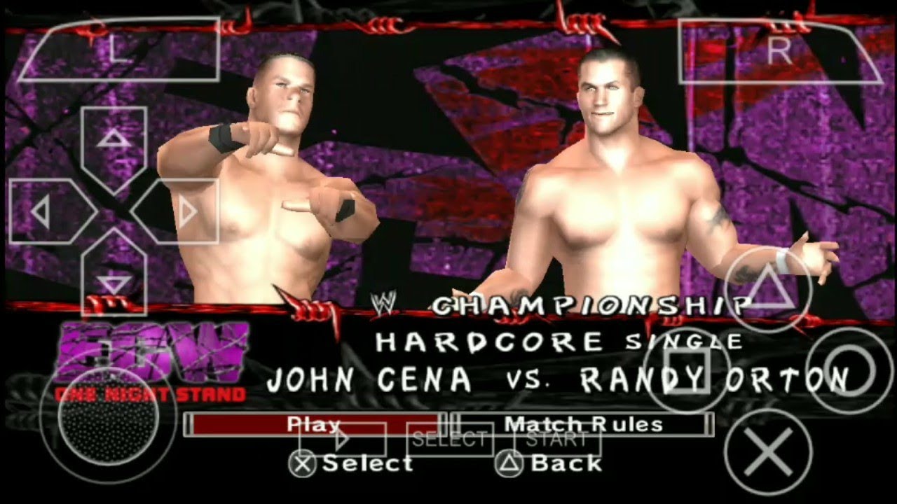 WWE Smackdown Vs Raw 2007 (PPSSPP) Randy Orton Vs John Cena Hardcore Match