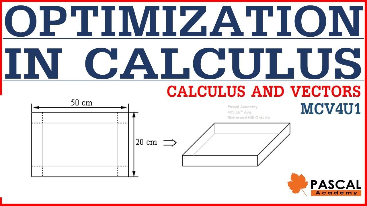 Optimization in Calculus Math Grade 12 Ontario #MCV4U1 #pascalacademy #optimization
