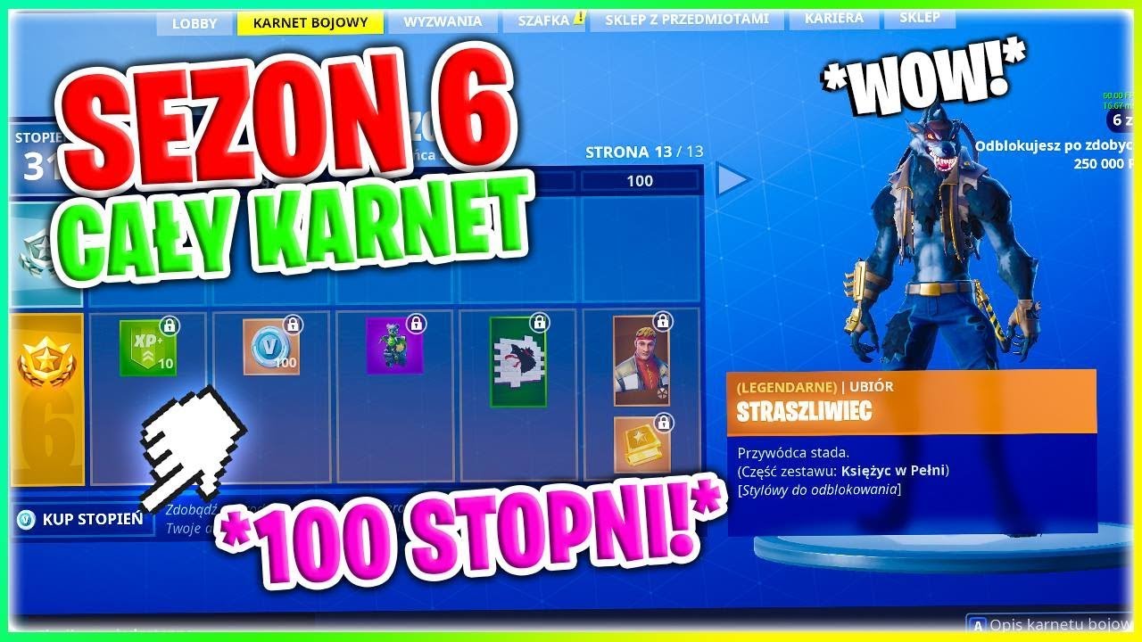 CAŁY KARNET BOJOWY NA SEZON 6 *100 STOPNI* (Fortnite Battle Royale) - KUPIŁEM BATTLE PASS