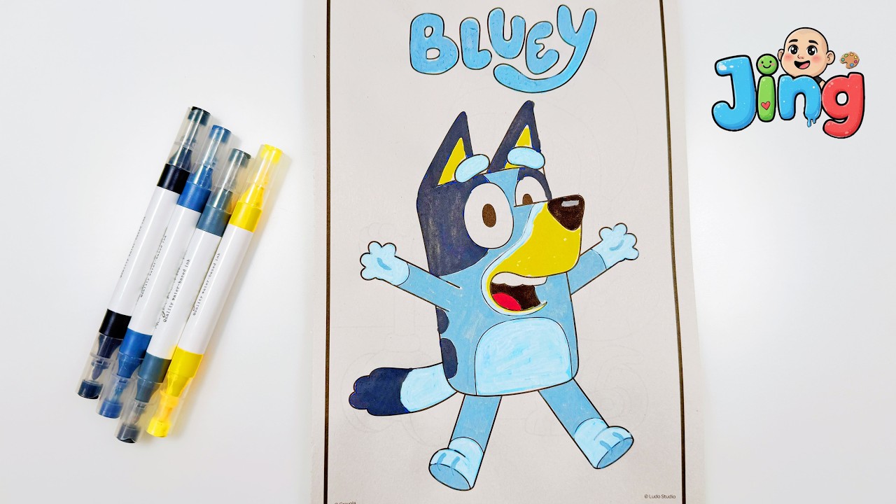 How to Color  Bluey | step by step Coloring | 布鲁伊 妙妙犬布麗