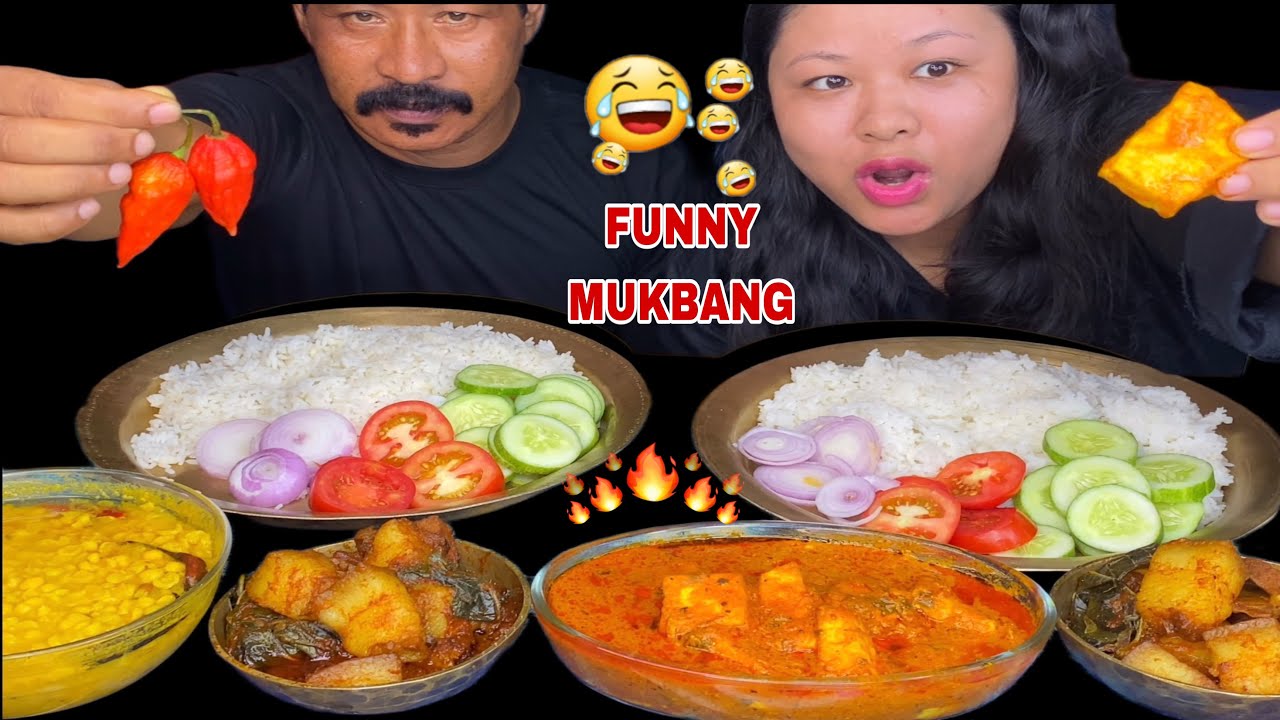 SPICY MUTTON CURRY STYLE PANEER GRAVY, SPICY PORK BELLY MUKBANG WITH DAL & RICE | ASMR | MUKBANG