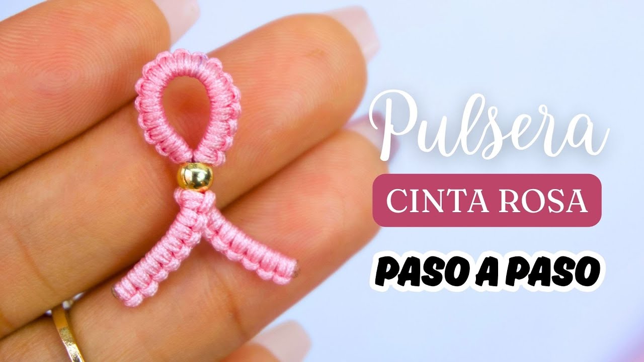 🎀 Cómo hacer una Pulsera de la Cinta Rosa Tejida paso a paso 💗