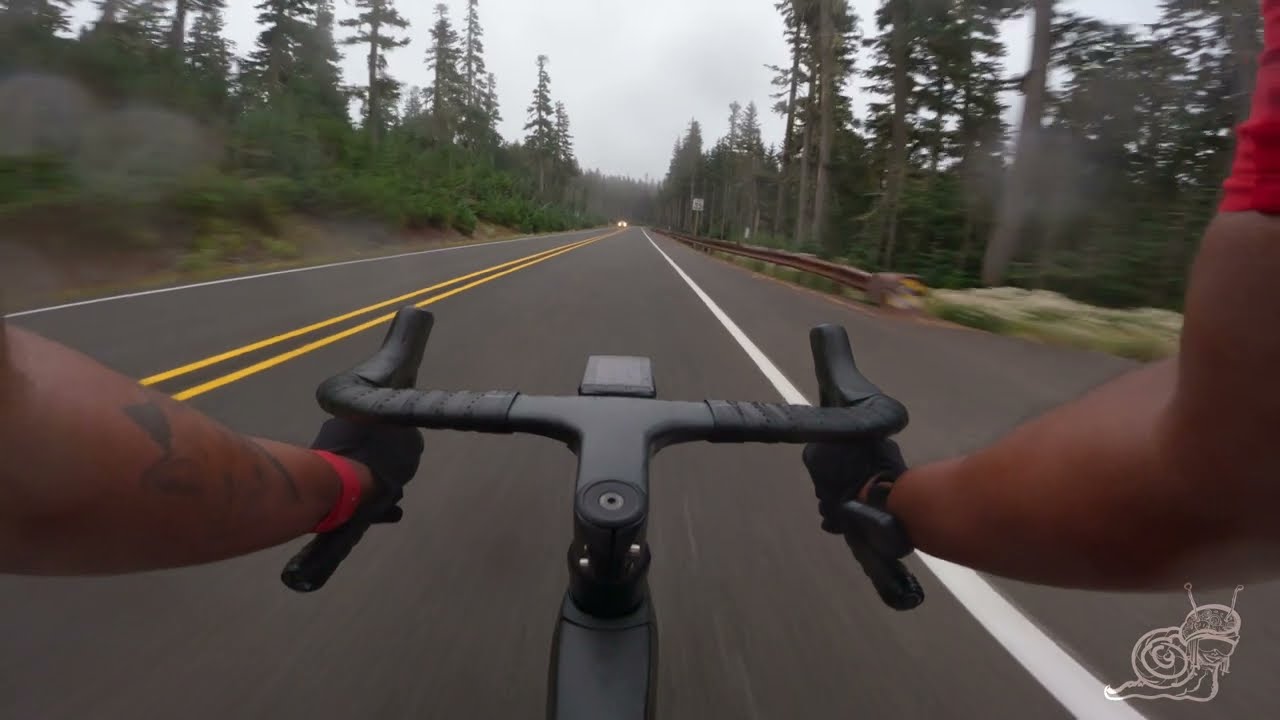Flying Down Timberline Lodge Highway! [WET] - Road Cycling POV / ASMR