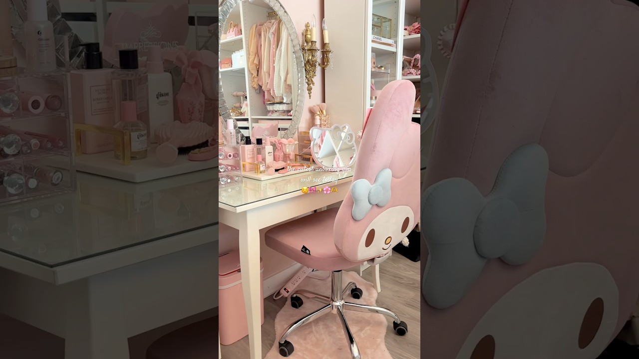 New beauty room haul 🎀✨ hello kitty, my melody, impressions vanity ✨ #beautyroom #pink #sanrio