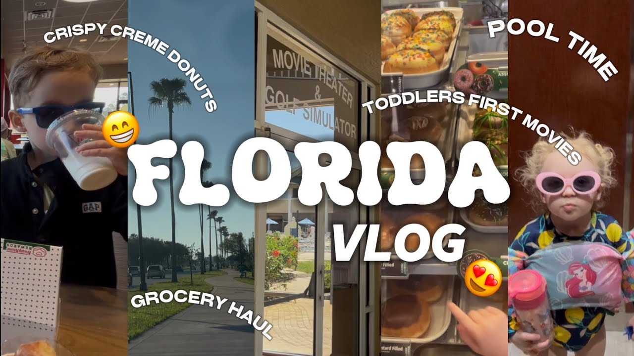 Florida Vlog! Day 2 Getting free donuts, grocery haul, and toddlers first visit to the movies!