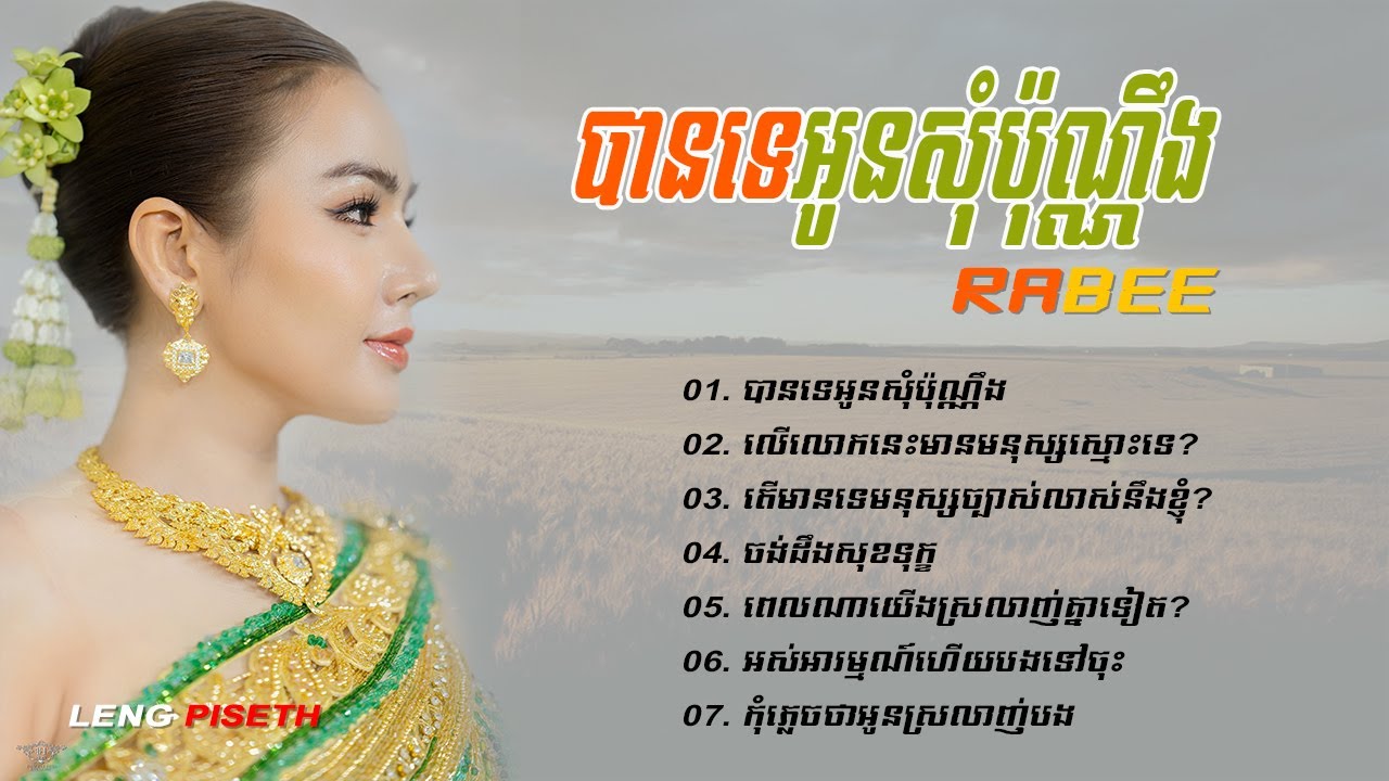 ជ្រើសរើសបទ Rabee ពិរោះៗ 2025 - Rabee Song Collections | Khmer Song 2025 - Leng Piseth