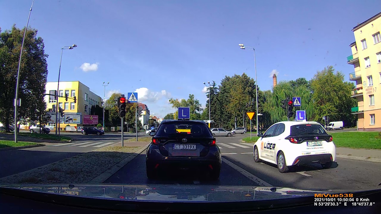Wyjazd z Word Grudziądz w lewo.  Egzamin na prawo jazdy. Nauka jazdy - trasy egzaminacyjne.