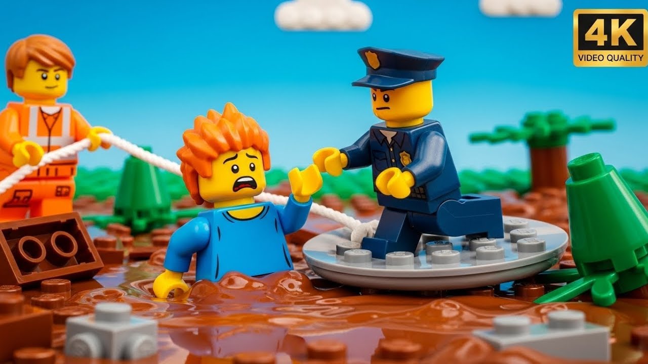 Rescuing Minifigs Stuck in Thick Mud After a LEGO City Landslide! 💩🧗‍♂️🆘
