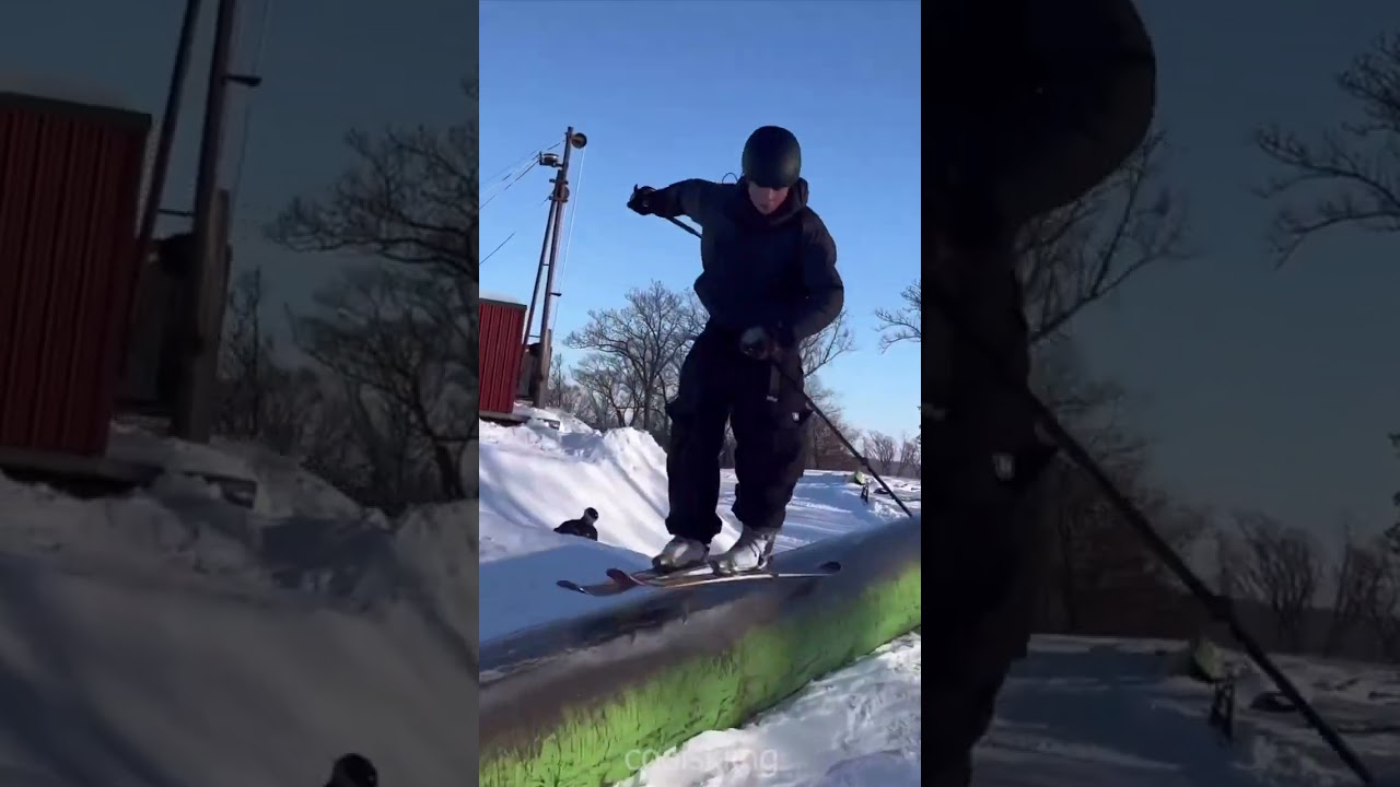 Insane rail skiing 🔥 | #shorts