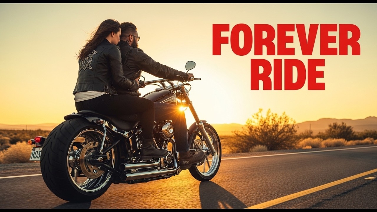 Sunset Freedom Riders – Biker Couple Rock #FreedomRide #SunsetRide #BikerRock #MotorcycleLife