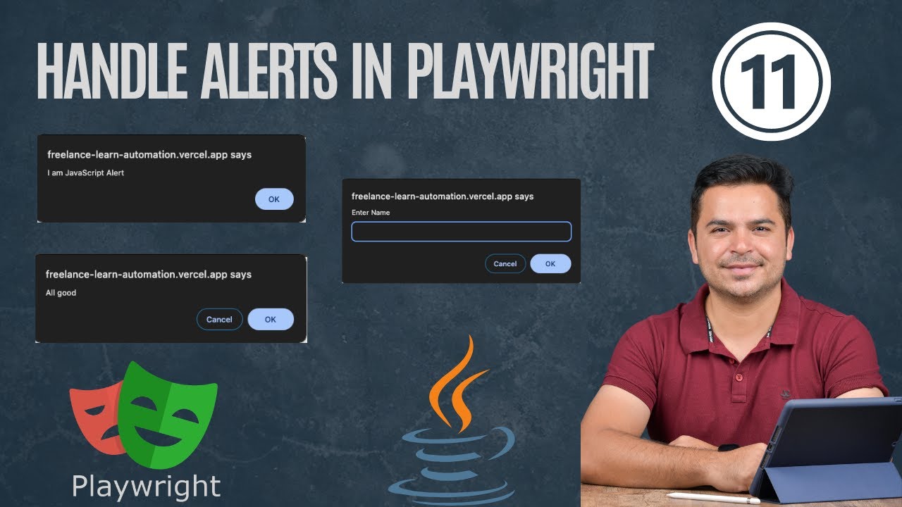 How To Handle Alert In Playwright | Alert,  Confirm, Prompt Dialogs | Playwright Java Tutorial