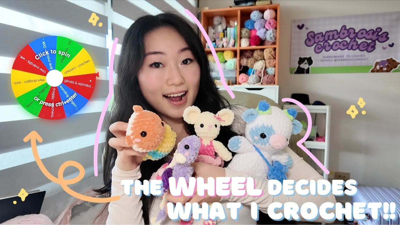 The WHEEL decides what I crochet (I cheated 😅🧶)! Using patterns I&rsquo;ve never used before!