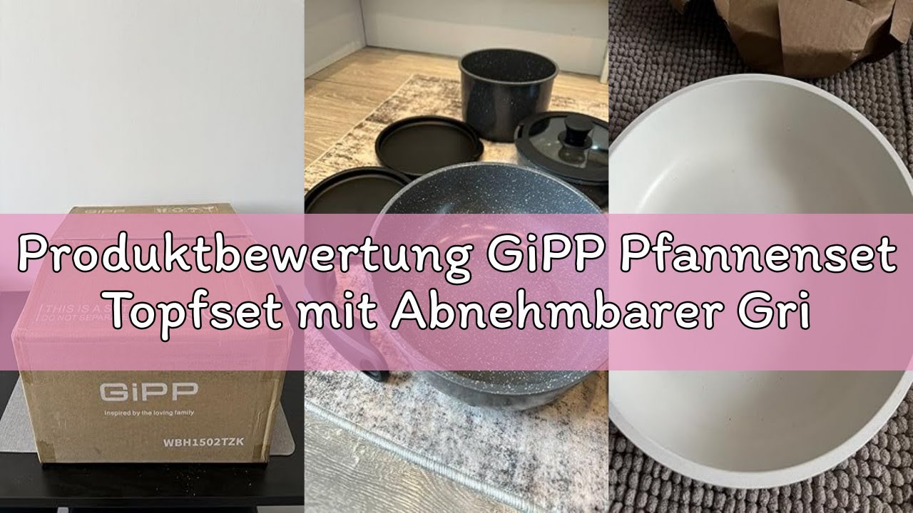 Produktbewertung GiPP Pfannenset Topfset mit Abnehmbarer Griff, 15Plus-Teilig Kochtopf Induktion mit