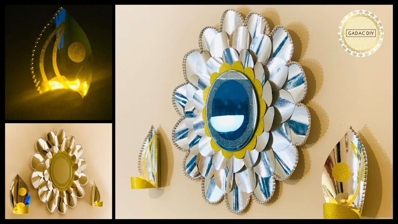 DIY Unique Wall Decoration with Mirror and Lights| gadac diy|home decorating ideas|craft ideas|decor